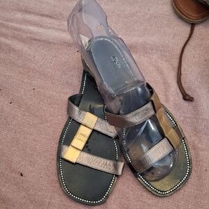 Vaneli Black and Gold Strappy Sandals